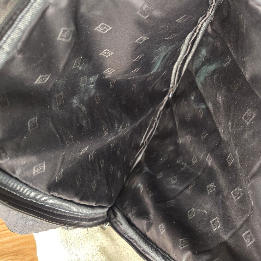 Vera Bradley Iconic Campus Backpack Denim Gray Quilted Laptop School Bag College - Picture 9 of 10